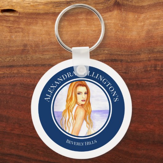 ウェディングシャワーの金髪の女の子 ビーチ サークル キーホルダー (正面)