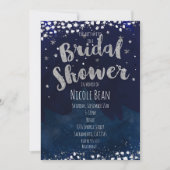 ウェディングシャワーの青と銀の星空の招待状 招待状 (正面)