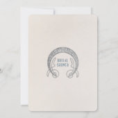 ウェディングシャワーの青みがかったダスティーブルーのアートヌーボー・モリス 招待状 (裏面)