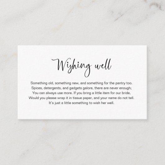 ウェディングシャワーの願い事カード エンクロージャーカード (正面)