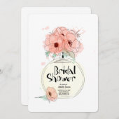 ウェディングシャワーの香水ボトルと花 招待状 (正面/裏面)