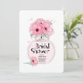 ウェディングシャワーの香水瓶（花付き） 招待状 (スタンド正面)