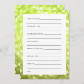 ウェディングシャワーは淡黄緑のグリッターライトを望みます 招待状 (正面/裏面)