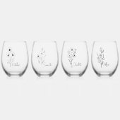 ウェディングシャワーや花嫁の友人への特別な贈り物に最適なオーダーメイドのワイングラス ステムなしワイングラス (正面)