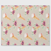 ウェディングシャワーや誕生日のフラワー包装紙 ラッピングペーパー (フラット)