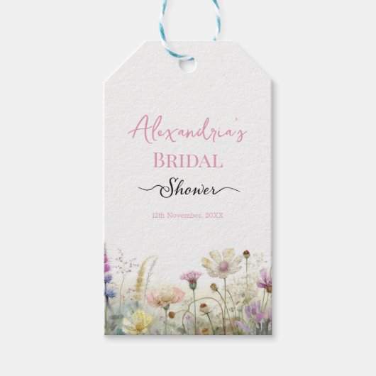 ウェディングシャワーをカスタマイズ ワイルドフラワー ギフトタグ (正面)