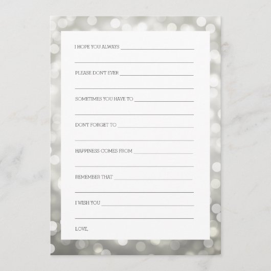 ウェディングシャワーウィズシルバーグリッターライト アドバイスカード (正面)