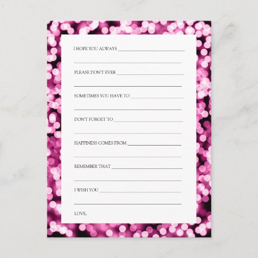 ウェディングシャワーウィズピンクスパークリー アドバイスカード (正面)