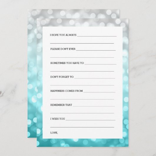 ウェディングシャワーウィッシュビーチグラデーショングリッターライト 招待状 (正面/裏面)