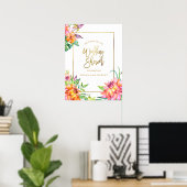 ウェディングシャワーウェルカムサイン |熱帯水の色 ポスター (ホームオフィス)