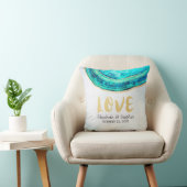 ウェディングシャワーウォーターカラーティール(緑がかった色)&金ゴールドゲートGeode クッション (椅子)