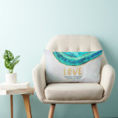 ウェディングシャワーウォーターカラーティール(緑がかった色)&金ゴールドゲートGeode ランバークッション (椅子)