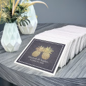 ウェディングシャワーエレガント金ゴールドパイナップルカップルブルー スタンダードカクテルナプキン