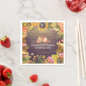 ウェディングシャワーオータムメープル葉ズカボキンズウッド スタンダードカクテルナプキン (インサイチュ)