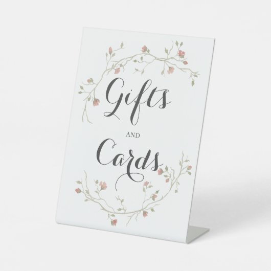 ウェディングシャワーギフト&カード赤面&セージ花 台座サイン (正面)