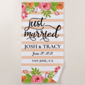 ウェディングシャワーギフト、 ハネムーン記念オーダーメイド ビーチタオル (正面)