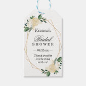 ウェディングシャワーギフト 現代のゴールドフレーム 緑の花 ギフトタグ (正面)