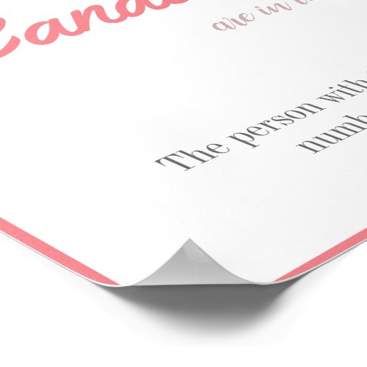 ウェディングシャワーゲームサイン　キャンディーは何個？ ポスター (角)