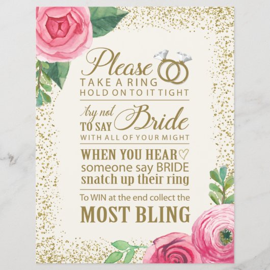 ウェディングシャワーゲームサイン - 8.5x11 チラシ (正面)