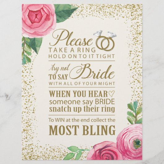 ウェディングシャワーゲームサイン - 8.5x11 チラシ (正面)