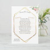 ウェディングシャワーゲームビューティフルピンクエレガントフローラ 招待状 (スタンド正面)