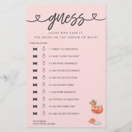 ウェディングシャワーゲーム 彼は言った 彼女は言った 猜測 アペロール