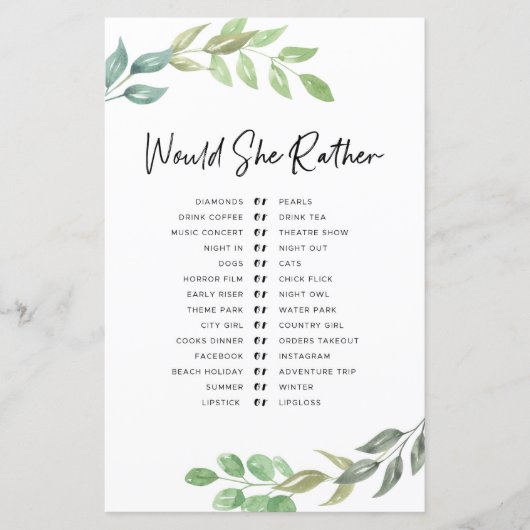 ウェディングシャワーゲーム 彼女ならどっち 緑 (正面)