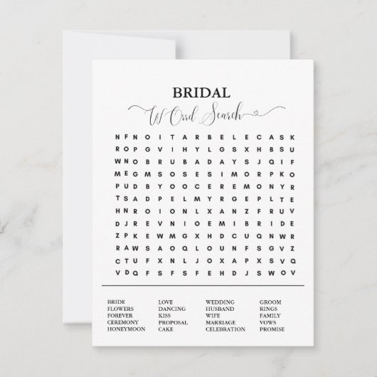 ウェディングシャワーゲーム 現代のワードサーチゲーム (正面)