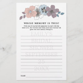 ウェディングシャワーゲーム 誰の記憶 青 ピンクの花