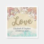 ウェディングシャワーサマーシービーチスターフィッシュシーシェル スタンダードカクテルナプキン (正面)