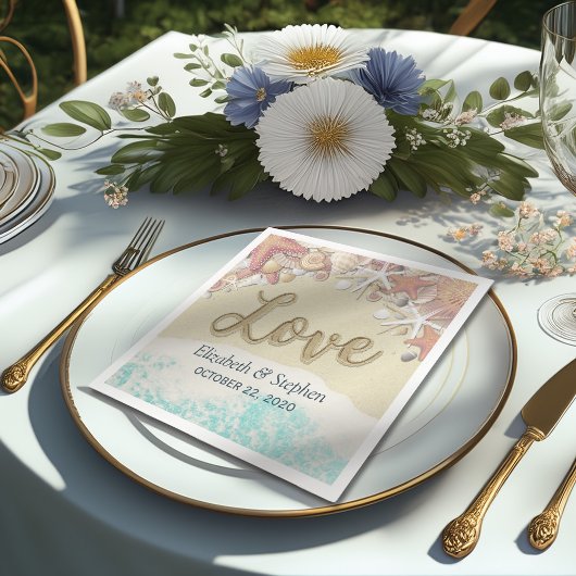 ウェディングシャワーサマーシービーチスターフィッシュシーシェル スタンダードカクテルナプキン