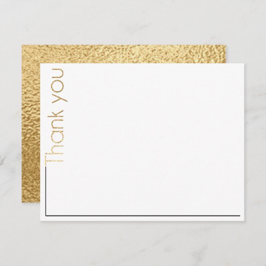ウェディングシャワーサンキューカードエレガント金ゴールド&ブラック サンキューカード (正面/裏面)