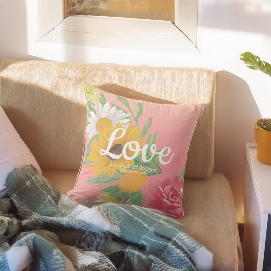 ウェディングシャワーシックバラフラワーズピンク金ゴールドグリッター クッション