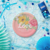 ウェディングシャワーシックバラフラワーズピンク金ゴールドグリッター ペーパープレート (パーティー)