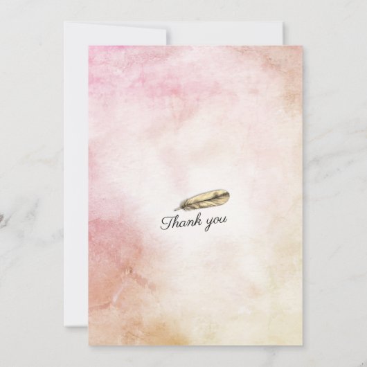 ウェディングシャワーチックウォーターカラーボホフローラフェザー 招待状 (裏面)