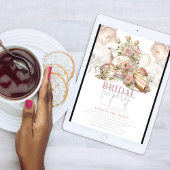 ウェディングシャワーティーパーティーフラワーレース 招待状