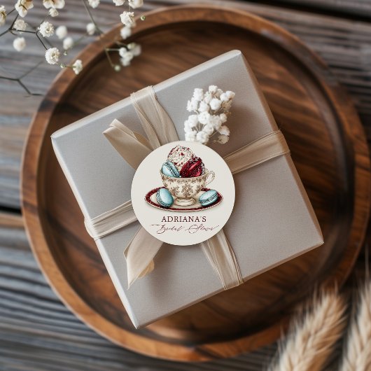 ウェディングシャワーティーパーティーマカロン ラウンドシール