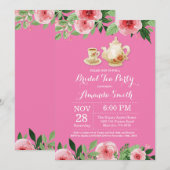 ウェディングシャワーティーパーティー招待状 ピンク 招待状 (正面/裏面)