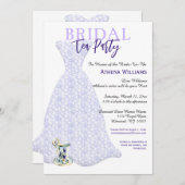 ウェディングシャワーティーパーティー ラベンダーウェディングドレス 招待状 (正面/裏面)