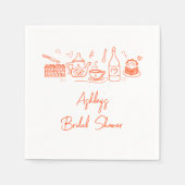 ウェディングシャワーティー テーマ かわいい落書き スタンダードカクテルナプキン (正面)