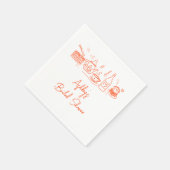 ウェディングシャワーティー テーマ かわいい落書き スタンダードカクテルナプキン (角)