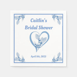 ウェディングシャワーナプキン - 青い水彩ハートテーマ スタンダードカクテルナプキン