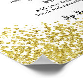 ウェディングシャワーバーメニュー署名フェイク金ゴールドグリッター ポスター (角)