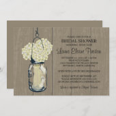 ウェディングシャワーバーン ウッド メイソンジャー ハイドランジア 招待状 (正面/裏面)