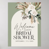 ウェディングシャワーパンパスグラス モダン サージュグリーン フォーム ポスター (正面)