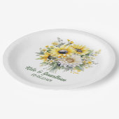 ウェディングシャワーパーソナライズされたひまわり ペーパープレート (アングル)