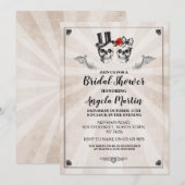 ウェディングシャワーパーティーローズスカルハロウィン招待 招待状 (正面/裏面)