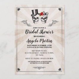 ウェディングシャワーパーティーローズスカルハロウィン招待 招待状