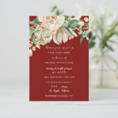 ウェディングシャワーパーティーローズペイントフラワールブドウ色 招待状 (スタンド正面)