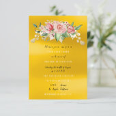 ウェディングシャワーパーティー ピンク ペイント フラワー 水彩画 招待状 (スタンド正面)